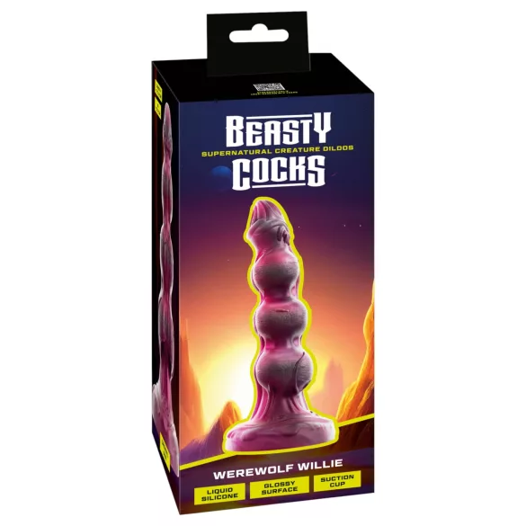 Beasty Cocks - Werewolf Willie dildo s priseskom - bordo (21 cm)