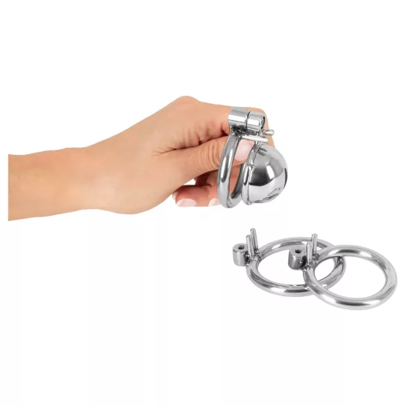 fetish collection - mini kletka za penis s 3 zamenljivimi obročki za modo (srebrna)