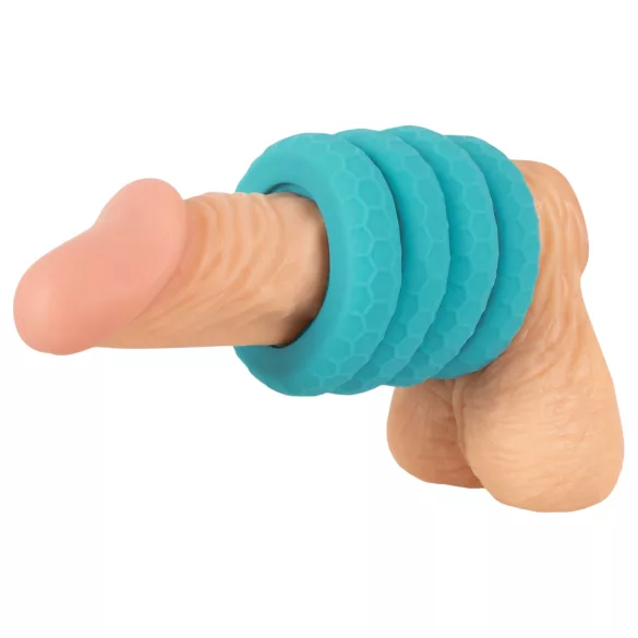 You2Toys - komplet 3‑v‑1 obročkov za penis in moda (turkizen)