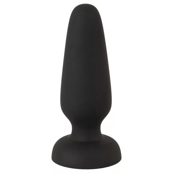Black Velvets - silikonski analni čep z priseskom (črn) - S
