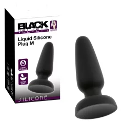   Black Velvets - silikonski analni čep s priseskom (črn) - M