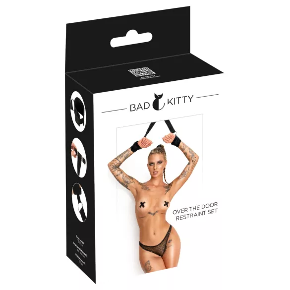 Bad Kitty - komplet zapestnih lisic za na vrata (črne)