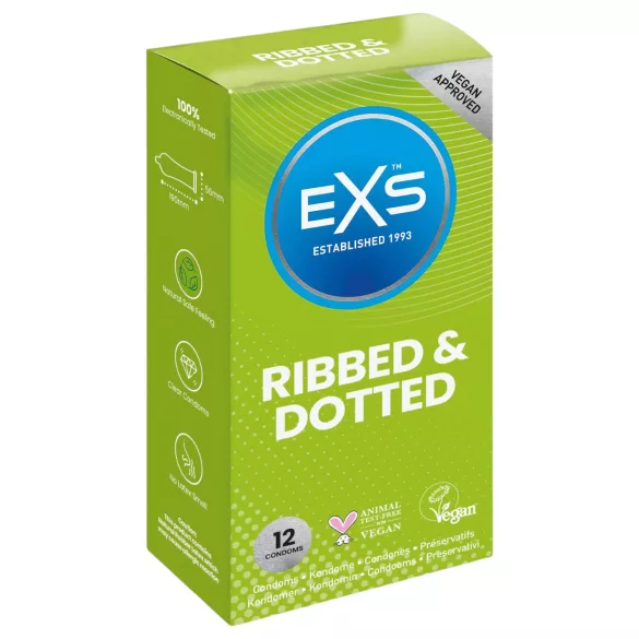 EXS - rebrasti in pikčasti kondomi - 12 kos