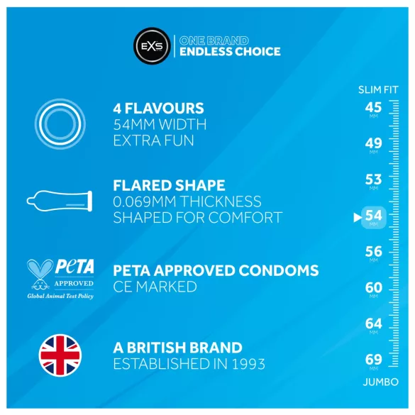 EXS - kondomi - mešani okusi - 12 kos