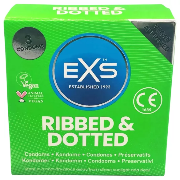 EXS - kondomi z izboklinami in rebrasti - 3 kosi