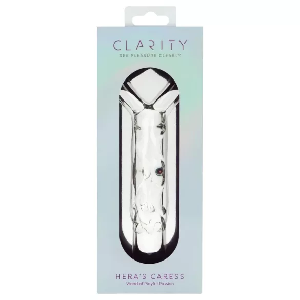 Clarity - stekleni dildo s srčastim ročajem - prozoren