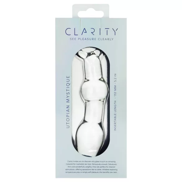 Clarity Utopian Mystique - rebrast steklen analni dildo (prozoren)