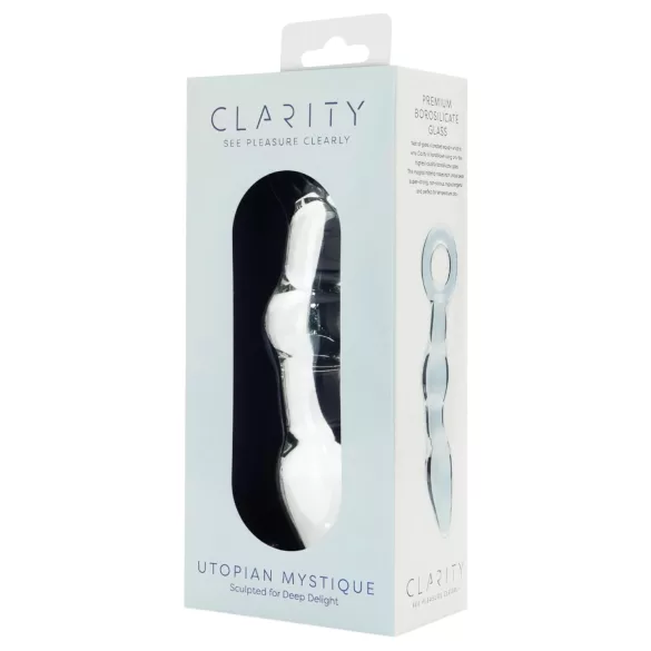 Clarity Utopian Mystique - rebrast steklen analni dildo (prozoren)