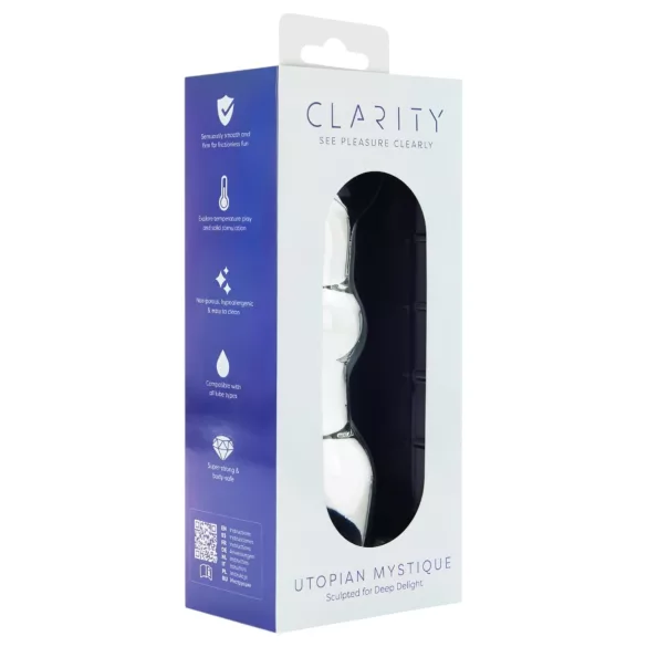 Clarity Utopian Mystique - rebrast steklen analni dildo (prozoren)