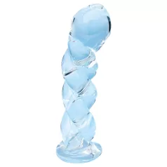 Clarity - stekleni dildo z vzorcem pletenja - prozoren