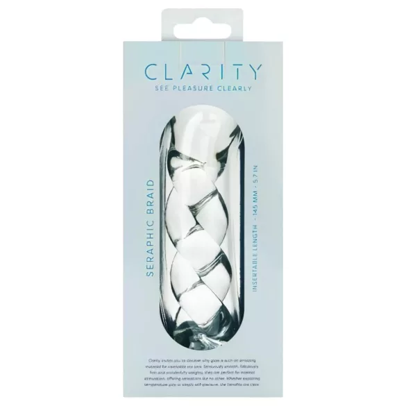 Clarity - stekleni dildo z vzorcem pletenja - prozoren