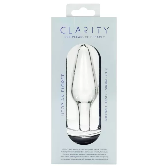 Clarity Utopian Floret - stekleni analni čep (prozoren)