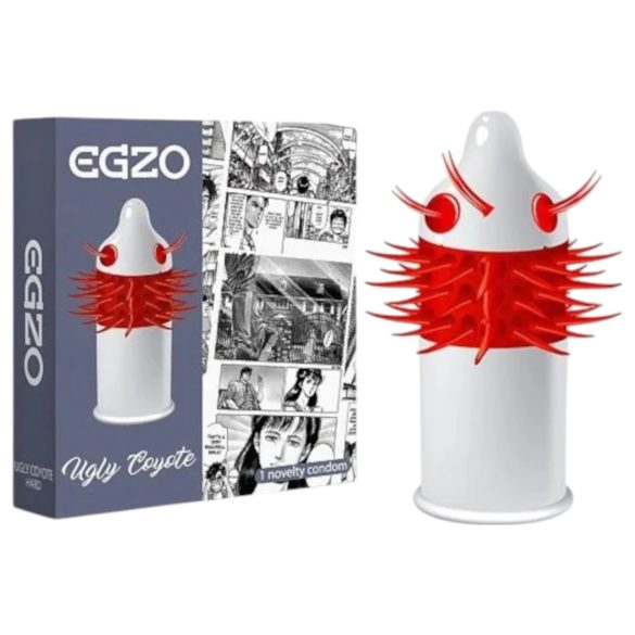 Egzo Ugly Coyote – dolgi kondom s konicami (1 kos)