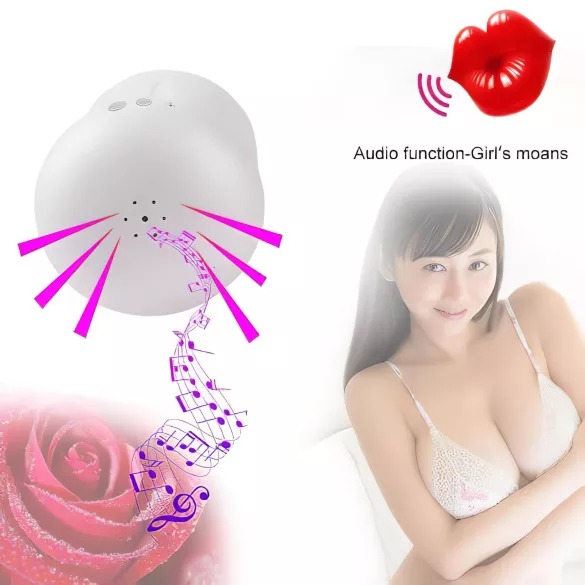 Lonely Happy - masturbator za moške - zvočne vibracije - bela/naravna barva
