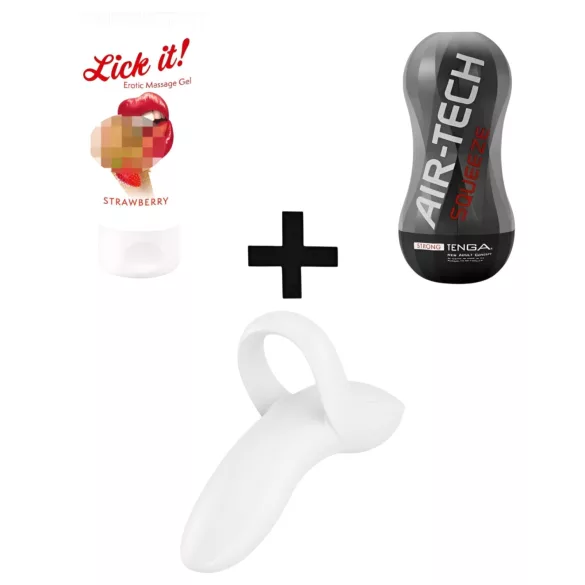 Komplet za pare - masturbator, vibrator, lubrikant