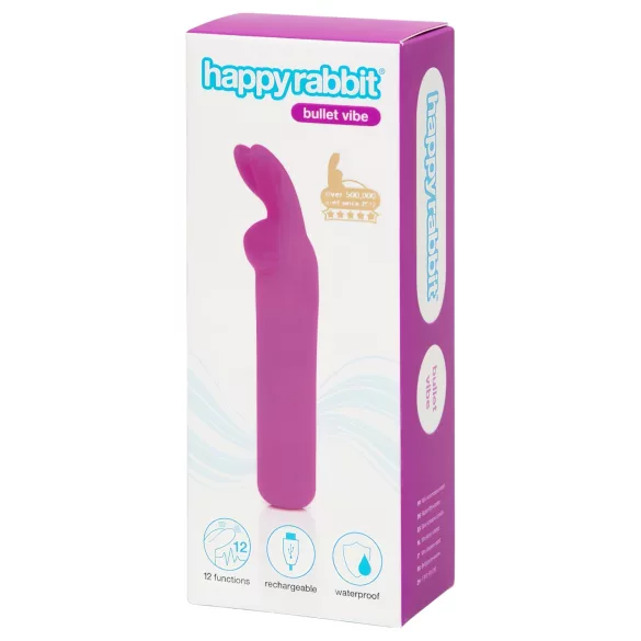 Happyrabbit - mini vibrator z zajčjimi ušesi - polnilni - vijoličen