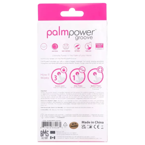 PalmPower groove - polnilni masažni vibrator - roza