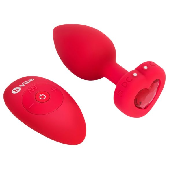 b-vibe srčni - polnljiv analni vibrator s daljinskim upravljanjem (rdeč)