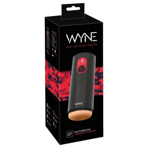 WYNE 07 - masturbator z vibracijo in sesanjem - akumulatorski - črn
