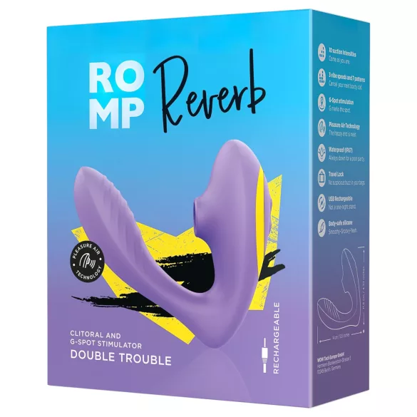 ROMP Reverb - zračni valovi 2-v-1 vibrator za G-točko (vijoličen)