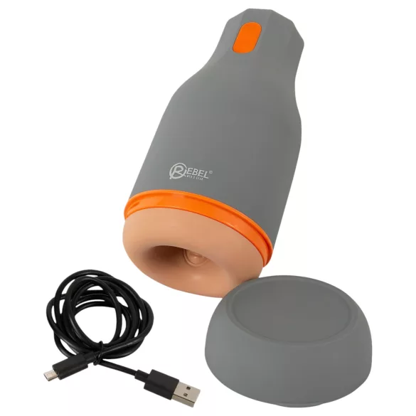 Rebel - vodoodporni prijemalni masturbator (naravno-siva)