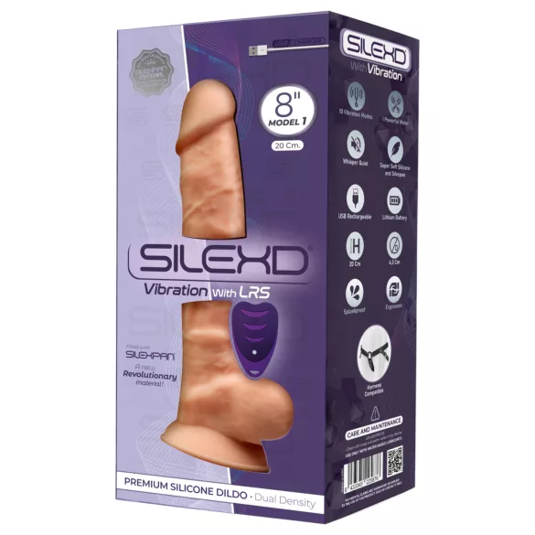 Silexd 8 - vibracijski penis z moda - daljinski upravljalnik - naravna barva