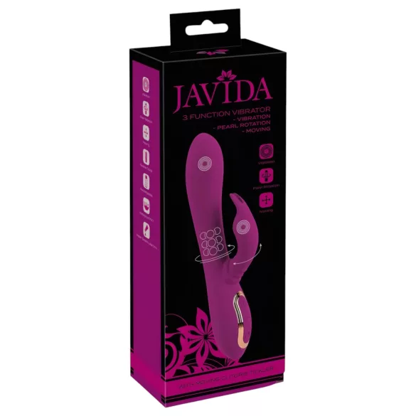 Javida - 3v1 vibrator z biseri in vrtenjem (vijoličen)
