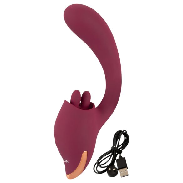 Javida - vibrator s stimulacijo jezika 2v1 - rdeč