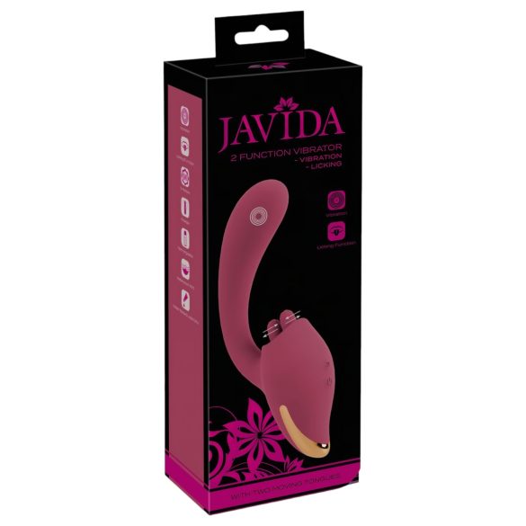 Javida - vibrator s stimulacijo jezika 2v1 - rdeč