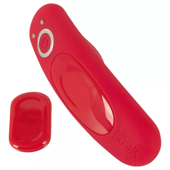 Smile - vibrator za hlačke z daljinskim upravljalnikom - rdeč