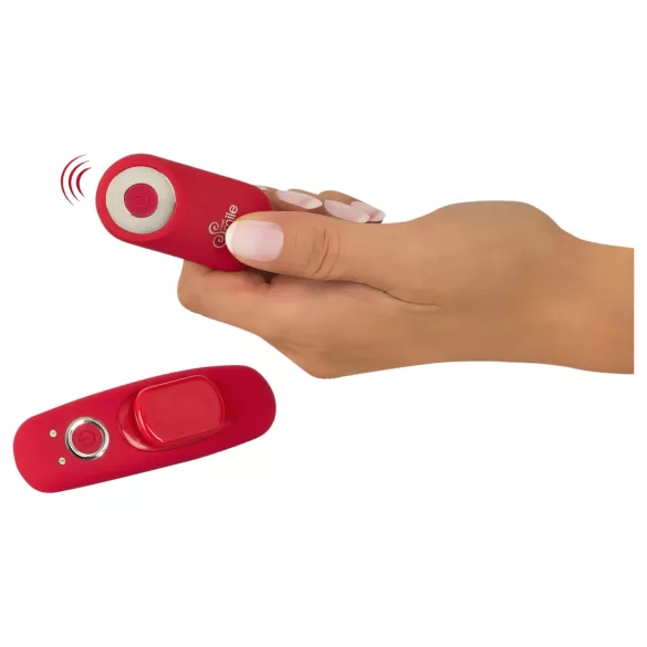 Smile - vibrator za hlačke z daljinskim upravljalnikom - rdeč
