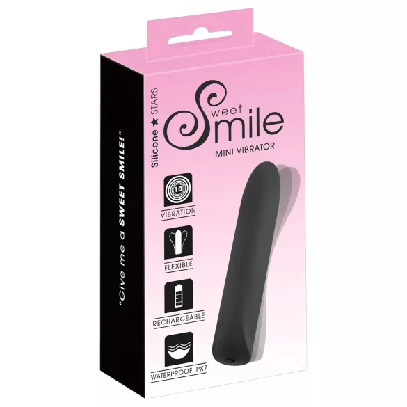 Smile - mini vibrator na baterijo - vodoodporen - črn