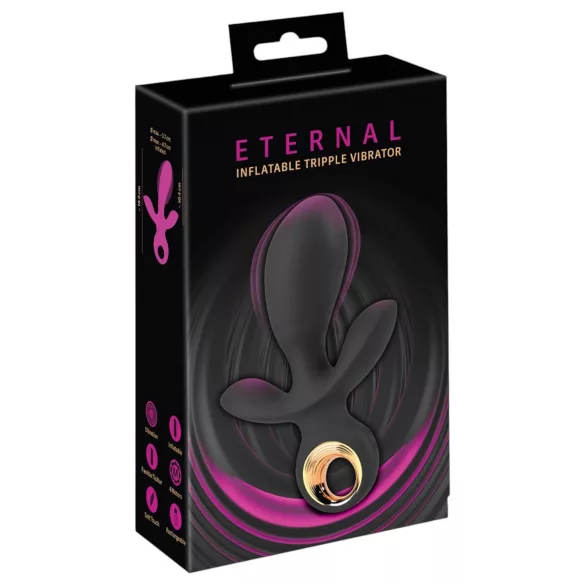 Eternal - napihljiv trojni vibrator - črna