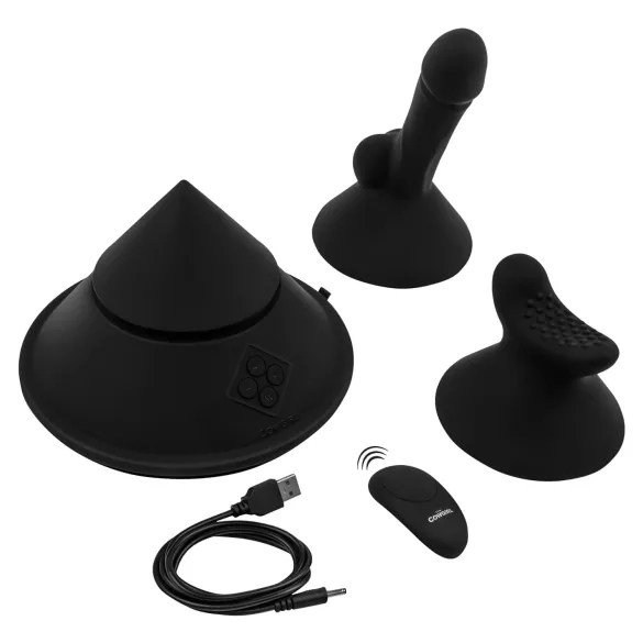 The Cowgirl Cone - pametna seksualna naprava z različnimi nastavki (črna)
