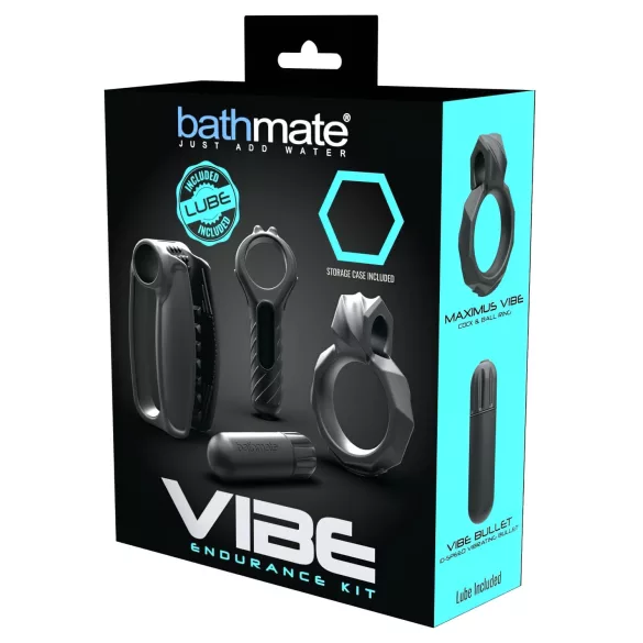 Bathmate Vibe Endurance - komplet stimulatorja in erekcijskega obroča (črna)