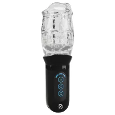 Stroker - masturbator z vibracijami in vrtenjem - prozoren