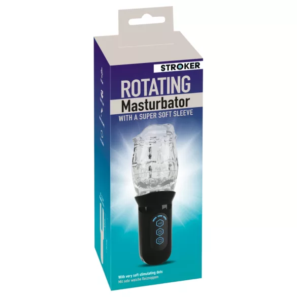 Stroker - masturbator z vibracijami in vrtenjem - prozoren