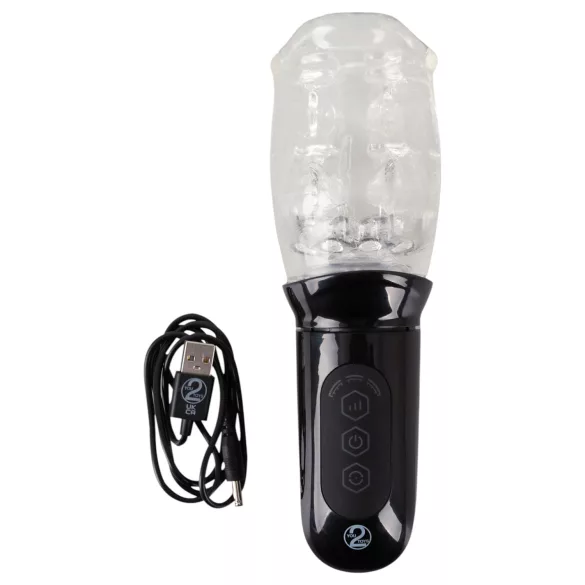 Stroker - masturbator z vibracijami in vrtenjem - prozoren