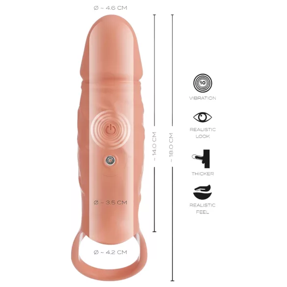 Realistixxx - vibracijski penis obroč in podaljšek - naravna barva