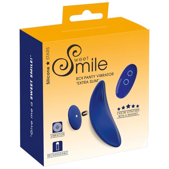 Smile - vibrator za hlačke z daljinskim upravljanjem - ultra tanek - modra