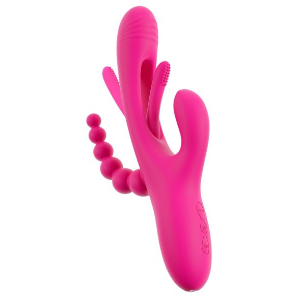 SMILE - trojni vibrator z jezičkom (roza)
