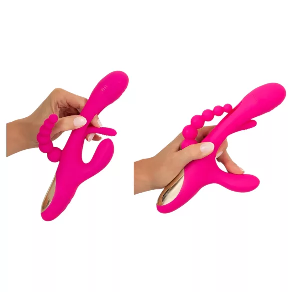 SMILE - trojni vibrator z jezičkom (roza)