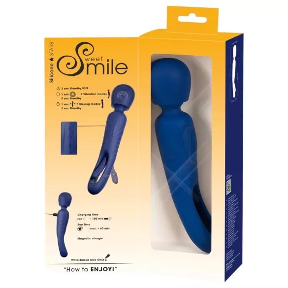 Smile - 2 v 1 jezikovni masažni vibrator (moder)