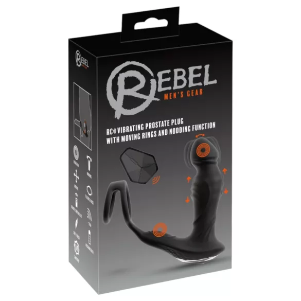 Rebel - vibrator za prostato z iztiskanjem - črn