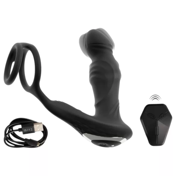 Rebel - vibrator za prostato z iztiskanjem - črn