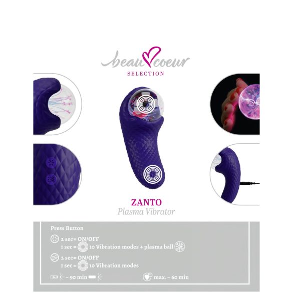 Beau Coeur Zanto - vibrator z več načini - modra