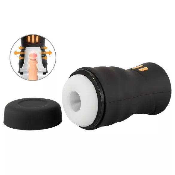 You2Toys - masturbator za moške - rotacijski in vibracijski - črn
