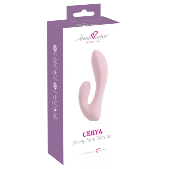 Beau Coeur Cerya - mini vibrator s stimulatorjem klitorisa (svetlo roza)