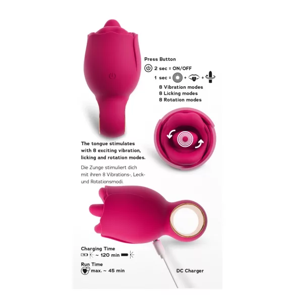 You2Toys Oral Fun - jezični vibrator za ščegetavček (rožnata)