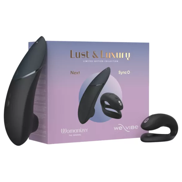 Womanizer Lust&Luxury - vibrator za klitoris in pare - črn komplet